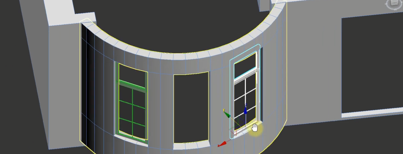 Как вставить окно в дуговую стену в 3ds Max