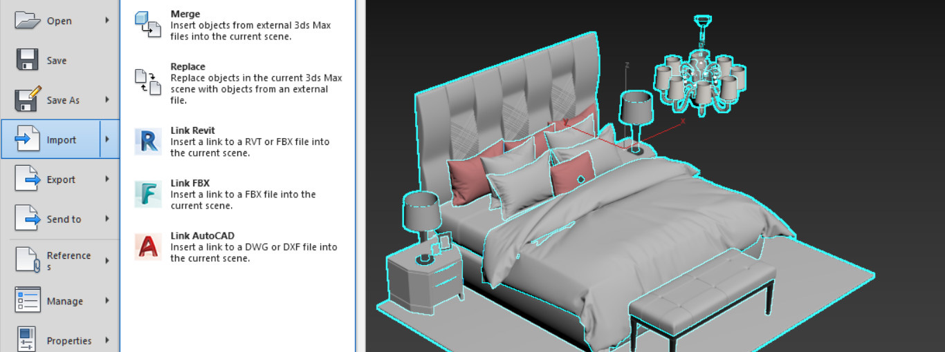 Добавление готовых объектов в сцену. Импорт в 3ds Max.