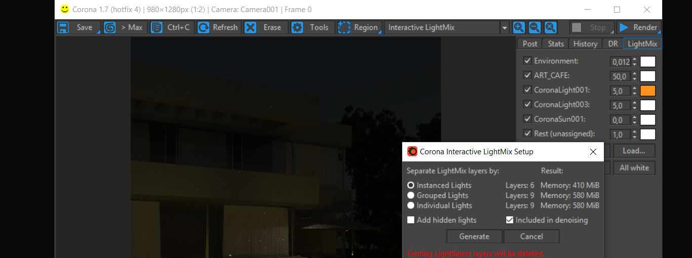 Как изменить освещение на финальной картинке. LightMix в Corona Renderer. 3ds Max