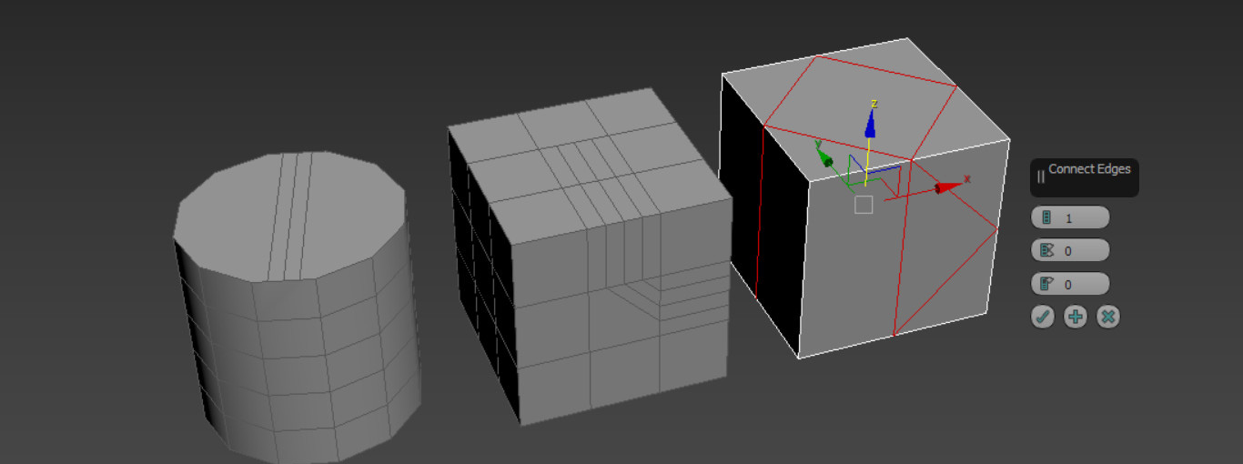 Как соединить ребра полигонов. Connect в 3ds Max