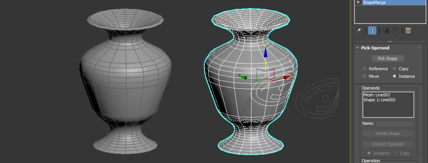 Проецирование сплайнов. ShapeMerge в 3ds Max