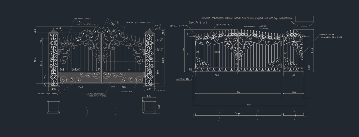 Ворота чертеж автокад