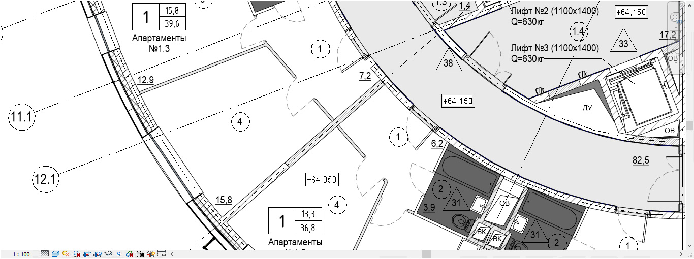 Основные настройки секущего диапазона в Revit