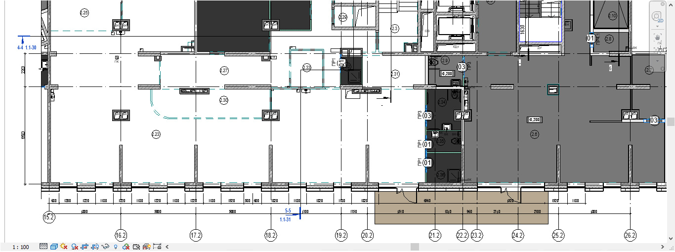 Проставление размеров в Revit